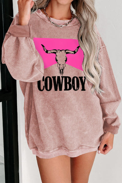 COWBOY Graphic Round Neck Sweatshirt