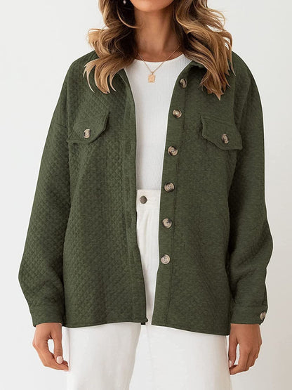 Button Up Dropped Shoulder Jacket