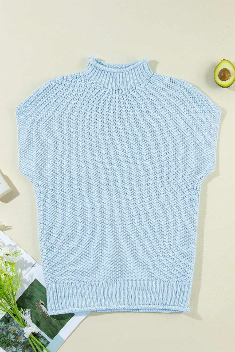 Turtleneck Cap Sleeve Sweater