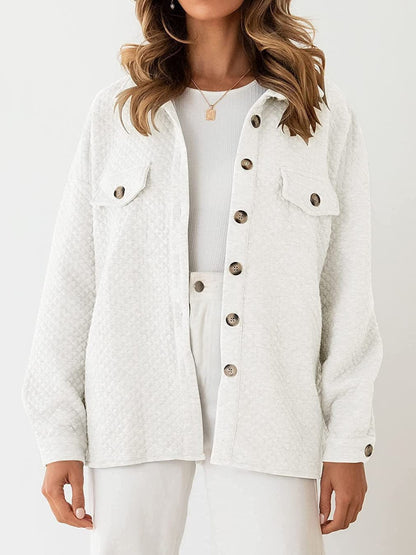 Button Up Dropped Shoulder Jacket