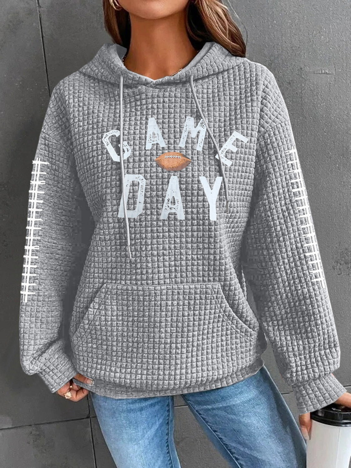 GAME DAY Football Drawstring Long Sleeve Hoodie