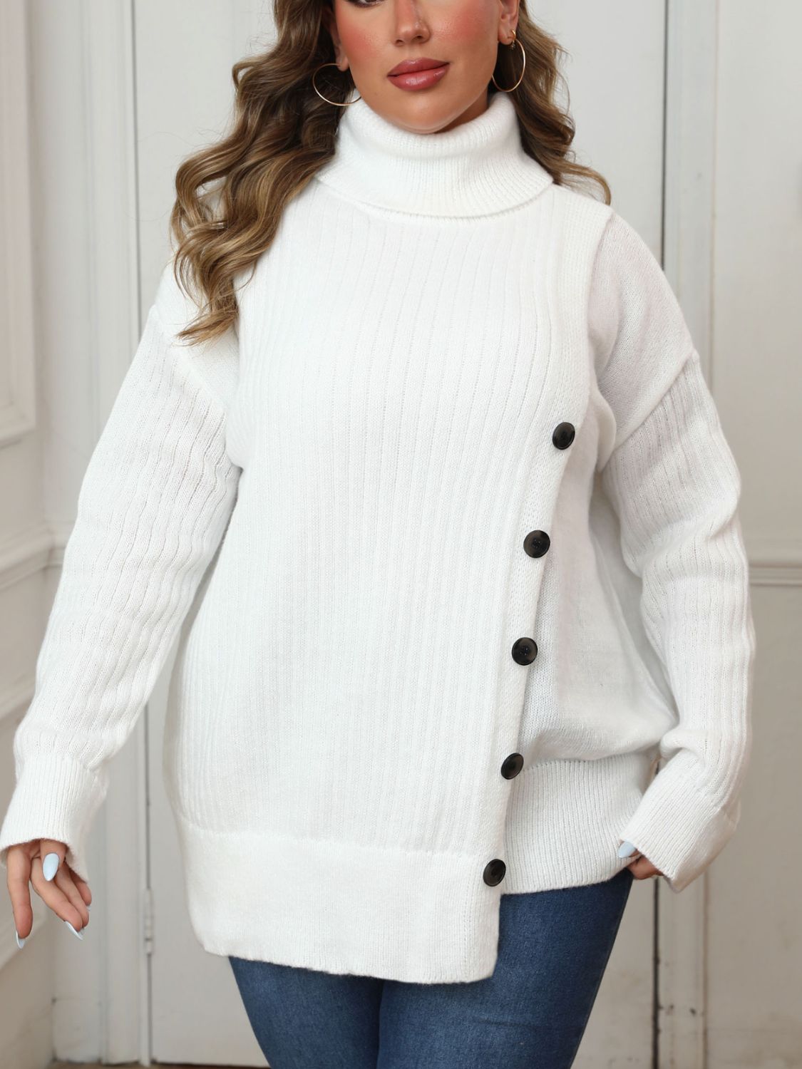 Plus Size Turtleneck Long Sleeve Sweater