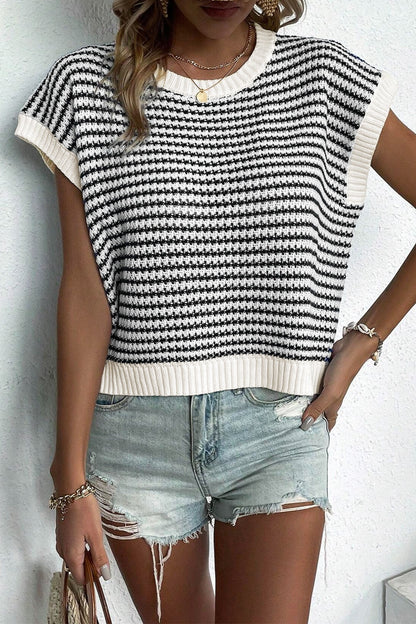 Striped Round Neck Sweater Vest