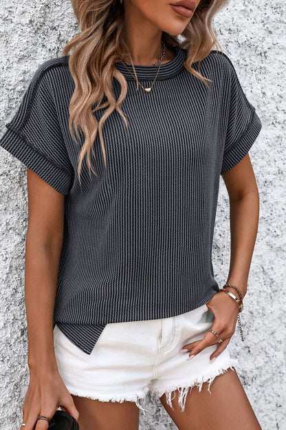 Striped Round Neck Short Sleeve T-Shirt